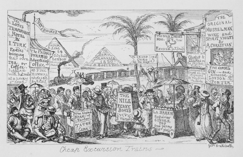 Trens de excursão baratos, ou seja, o futuro do turismo de massa imaginado (gravura) de George Cruikshank