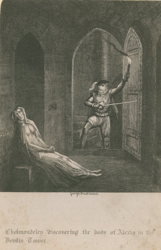 Cholmondeley descobrindo o corpo de Alexia de George Cruikshank