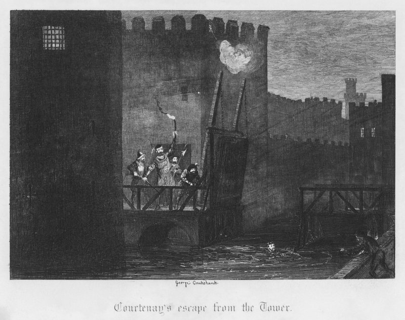 A fuga da Courtenay da Torre (gravura) de George Cruikshank