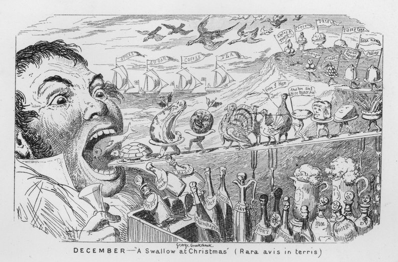 Dezembro, Uma andorinha no Natal (gravura) de George Cruikshank