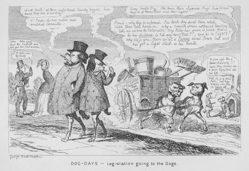 Dog-Days, Legislação indo para os Cães (gravura) de George Cruikshank