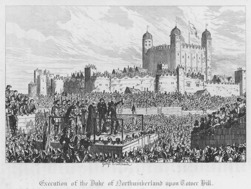Execução do Duque de Northumberland sobre Tower Hill (gravura) de George Cruikshank