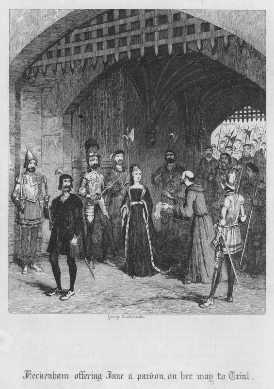 Feckenham oferece a Jane um perdão, a caminho do julgamento (gravura) de George Cruikshank