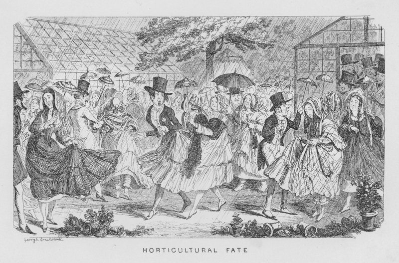 Destino hortícola, ou seja, chuva em uma festa de George Cruikshank