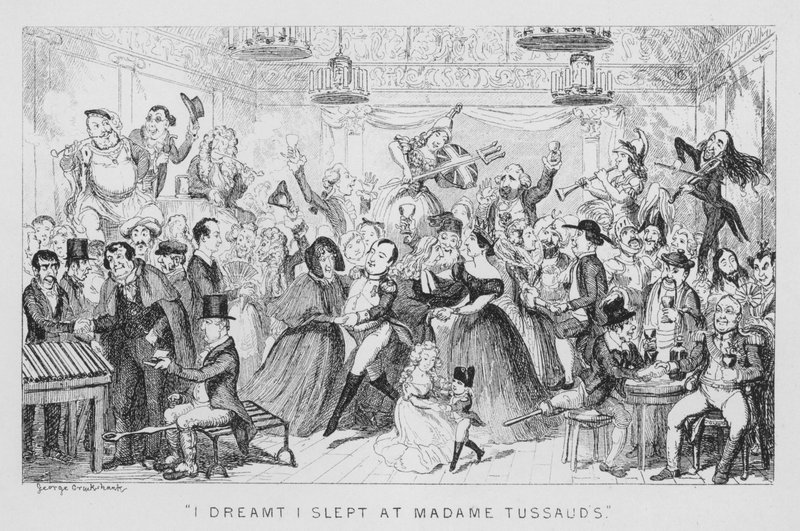 Sonhei que dormi com a Madame Tussauds (gravura) de George Cruikshank
