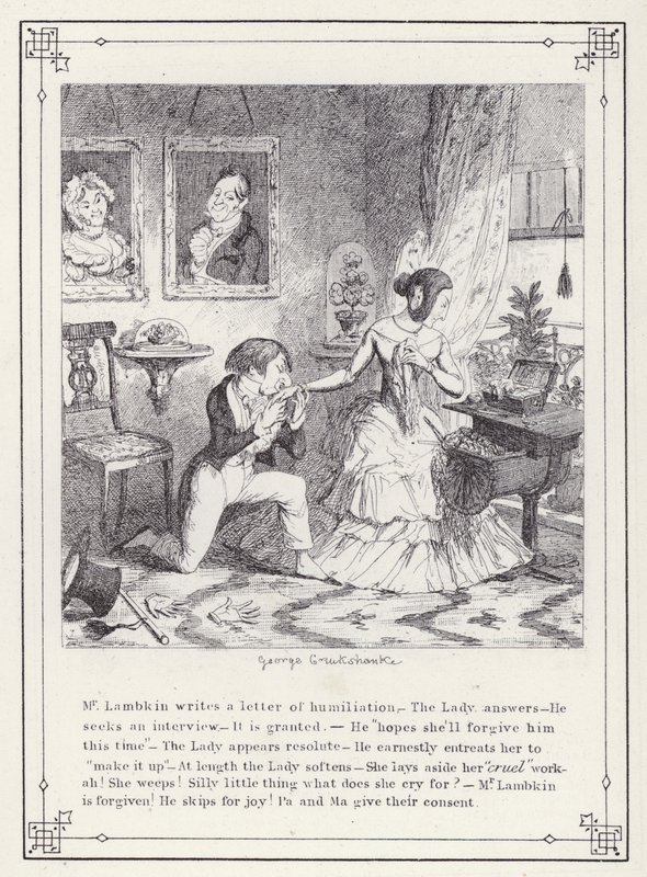 Ilustração para O Livro dos Solteiros, ou O Progresso do Sr. Lambkin (Gent) (gravura) de George Cruikshank