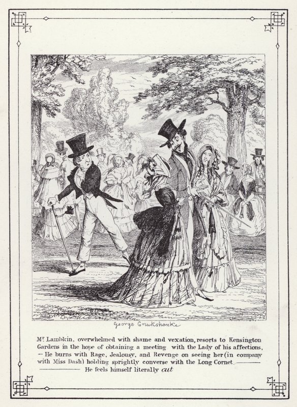 Ilustração para O Livro dos Solteiros, ou O Progresso do Sr. Lambkin (Gent) (gravura) de George Cruikshank