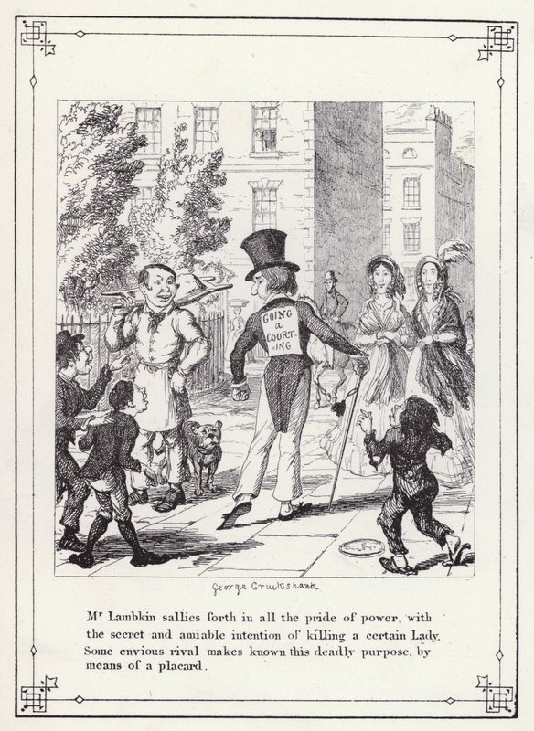 Ilustração para O Livro dos Solteiros, ou O Progresso do Sr. Lambkin (Gent) (gravura) de George Cruikshank