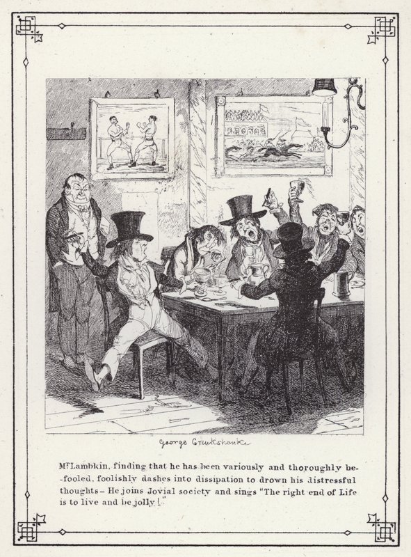 Ilustração para O Livro dos Solteiros, ou O Progresso do Sr. Lambkin (Gent) (gravura) de George Cruikshank