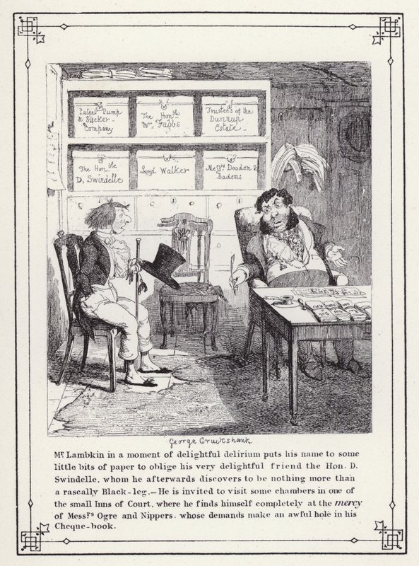 Ilustração para O Livro dos Solteiros, ou O Progresso do Sr. Lambkin (Gent) (gravura) de George Cruikshank