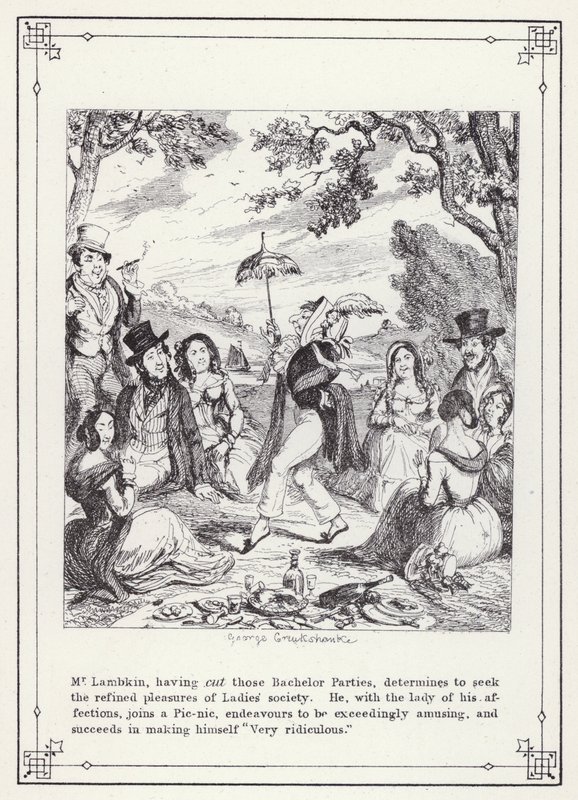 Ilustração para O Livro dos Solteiros, ou O Progresso do Sr. Lambkin (Gent) (gravura) de George Cruikshank