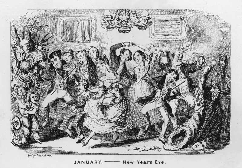 Janeiro, Véspera de Ano Novo (gravação) de George Cruikshank