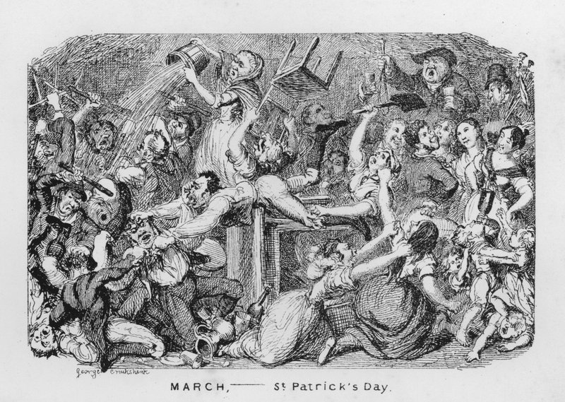 Março, Dia de St Patricks (gravura) de George Cruikshank