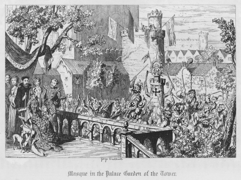 Máscara no Jardim do Palácio da Torre (gravura) de George Cruikshank
