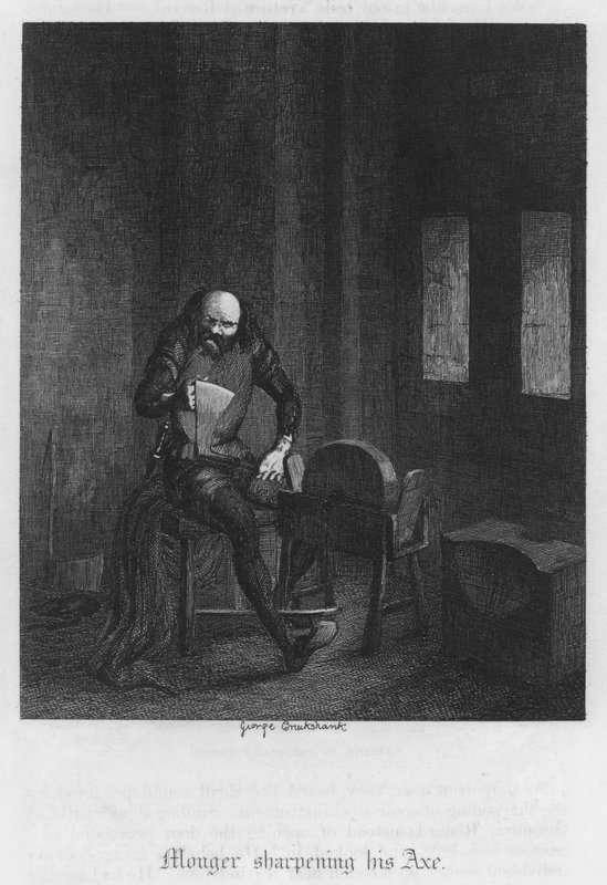 Monger afiando seu Machado (gravura) de George Cruikshank