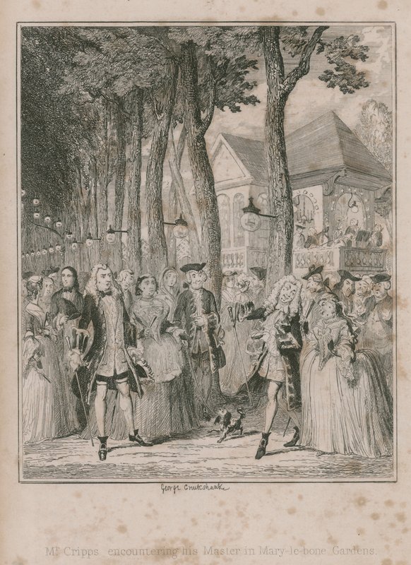 Sr. Cripps encontrando sua Mater em Mary-le-bone Gardens de George Cruikshank