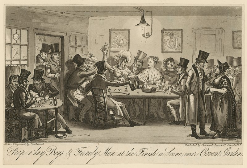 Peep o &39;dia Meninos e homens da família no final: uma cena perto de Covent Garden de George Cruikshank