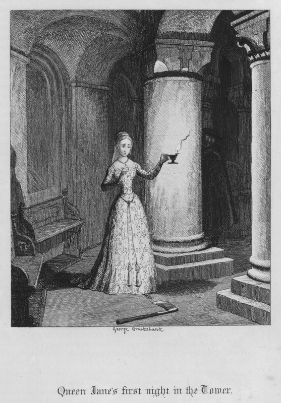 Primeira noite da Rainha Jane na Torre (gravura) de George Cruikshank