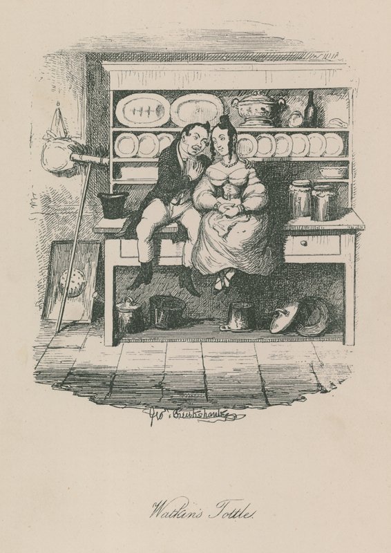 Cena da vida em Londres: Watkins Tottles de George Cruikshank