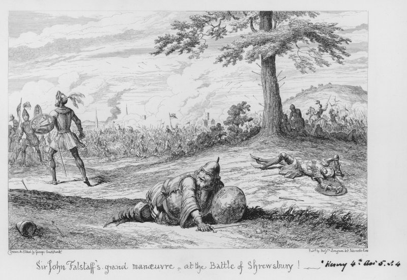 Grande manobra de Sir John Falstaff na Batalha de Shrewsbury! de George Cruikshank