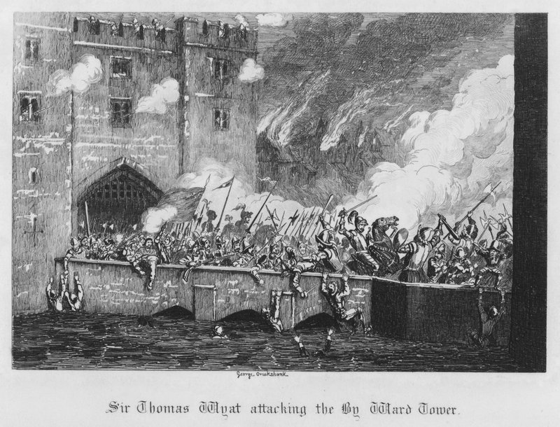 Sir Thomas Wyat a atacar a Torre By Ward (gravura) de George Cruikshank
