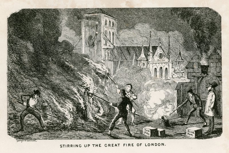 Agitando o Grande Incêndio de Londres de George Cruikshank