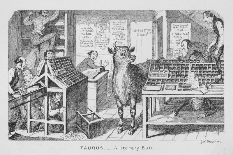 Taurus, Um Touro literário (gravura) de George Cruikshank