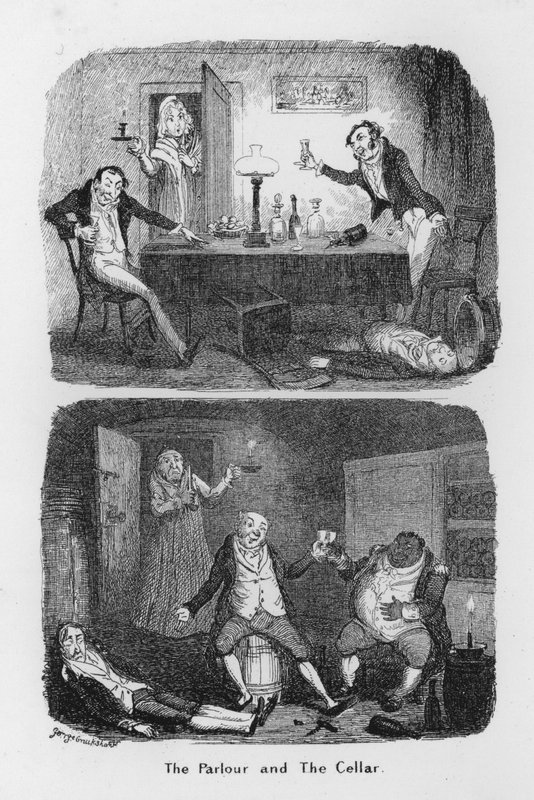 O Salão e a Adega (gravura) de George Cruikshank