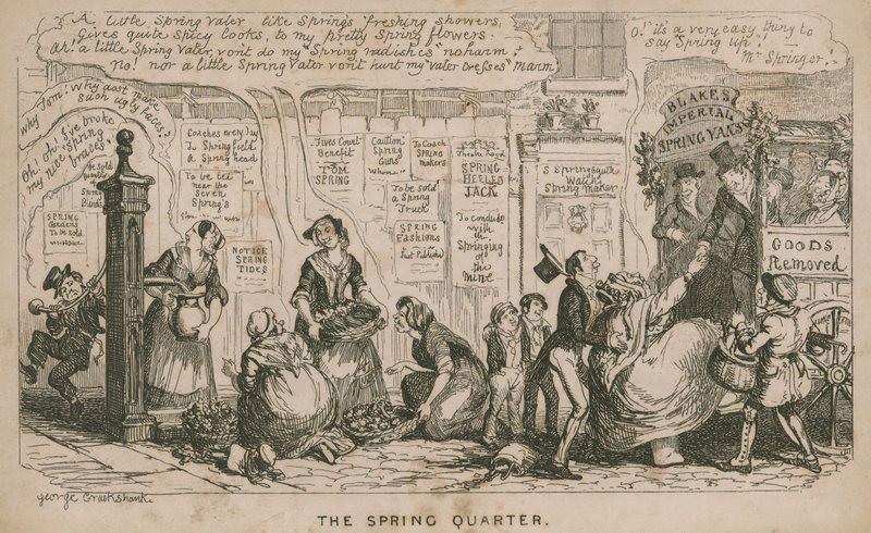 O trimestre da primavera; desenho animado de George Cruikshank
