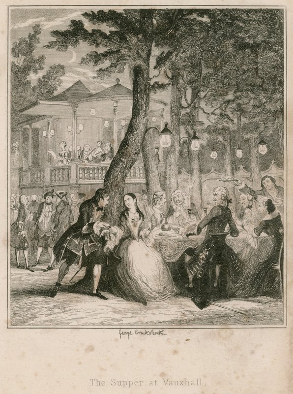 O jantar no Vauxhall Gardens, em Londres de George Cruikshank