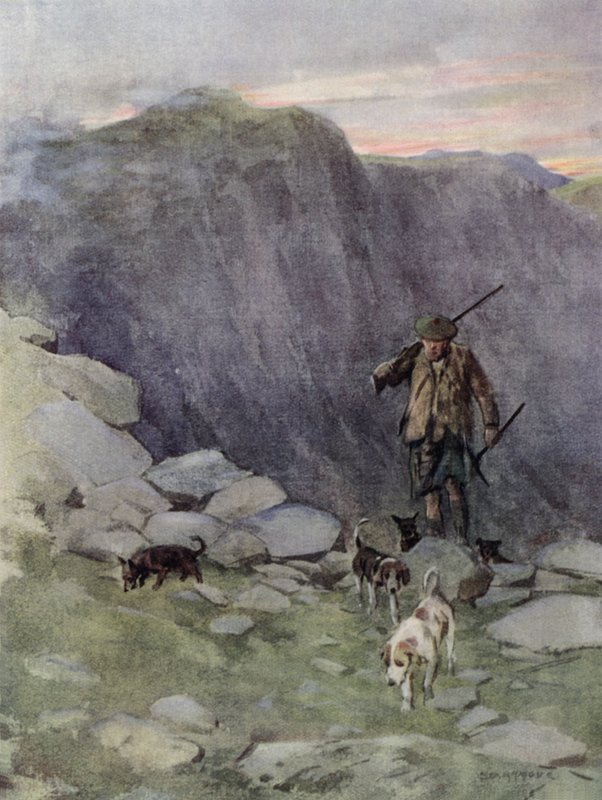 O caçador de raposas das Highlands (cor litho) de George Denholm Armour