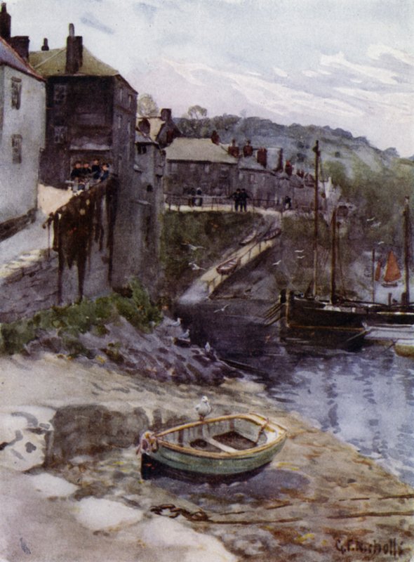 Em Newlyn (cor litho) de George Franck Nicholls