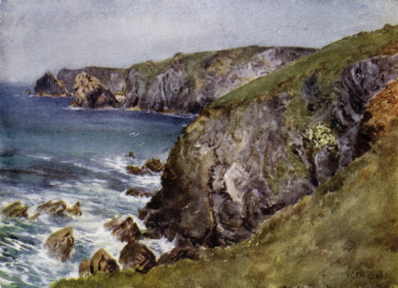 A Costa perto do Lagarto (cor litho) de George Franck Nicholls