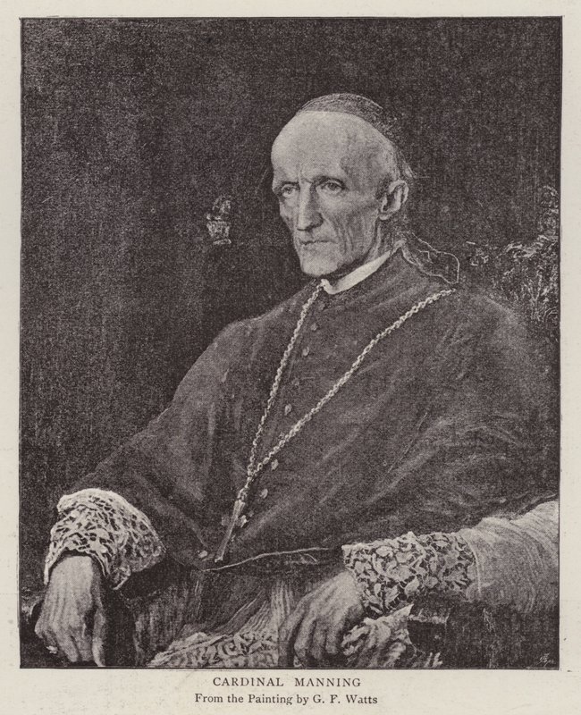 Henry Edward Manning, cardeal católico inglês e arcebispo de Westminster (litho) de George Frederick (after) Watts