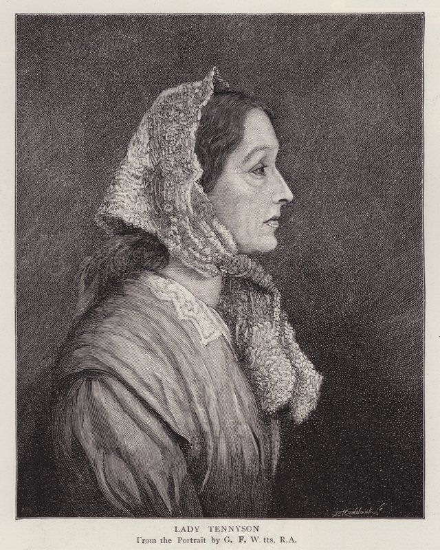 Retrato de Emily Tennyson, Lady Tennyson, esposa do poeta inglês Laureate Alfred, Lord Tennyson (litho) de George Frederick (after) Watts