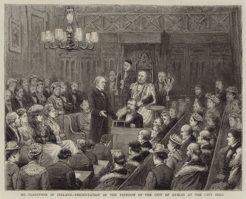 Sr. Gladstone em Iraland, Apresentação da Liberdade da Cidade de Dublin na Câmara Municipal de George Goodwin Kilburne