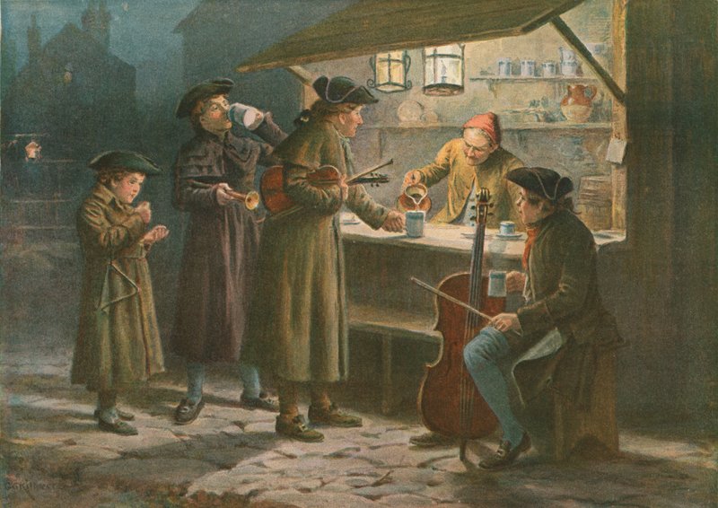 O Natal espera refrescante em uma banca noturna de George Goodwin Kilburne