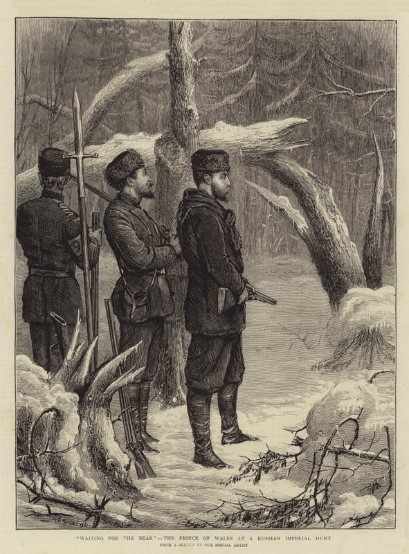 Esperando o urso, o príncipe de Gales em uma caça imperial russa de George Goodwin Kilburne