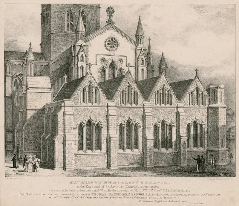 Vista exterior, de, a, capela ladye, em, a, leste, fim, de, st., Saviour&39;s, igreja, Southwark de George Hawkins