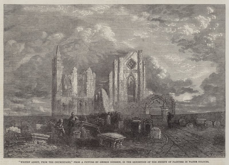 Abadia de Whitby, do Adro da Igreja, na Exposição da Sociedade de Pintores em Aquarelas de George Haydock Dodgson
