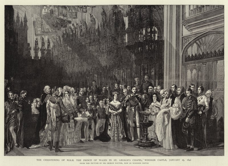 O batizado de HRH O príncipe de Gales na capela de São Jorge, Castelo de Windsor, 25 de janeiro de 1842 de George Hayter