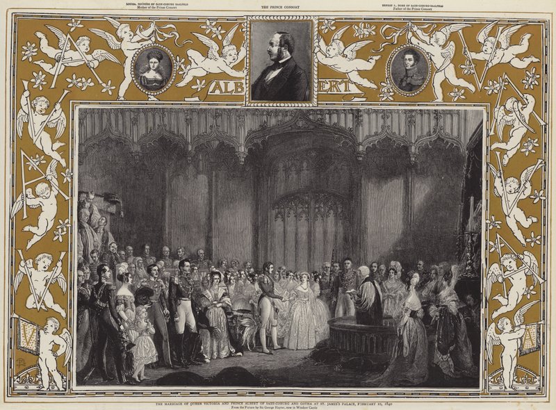 O casamento da rainha Vitória e do príncipe Alberto de Saxe-Coburg e Gotha no palácio de St. James, 10 de fevereiro de 1840 de George Hayter