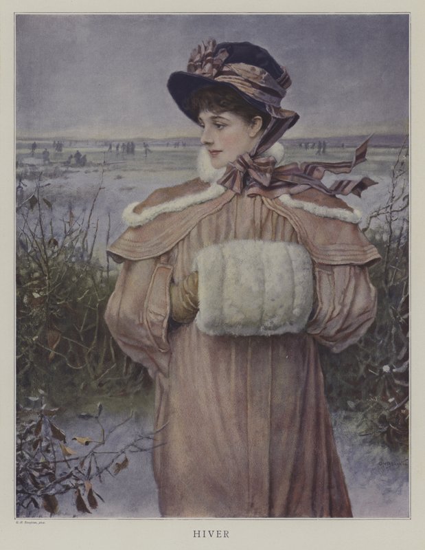 Hiver (Inverno) (cor litho) de George Henry (after) Boughton