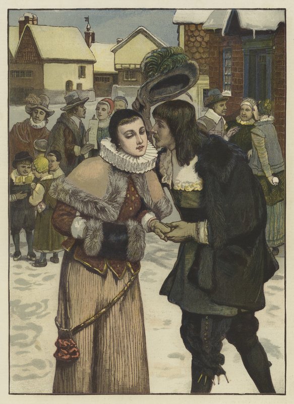 Dia de Ano Novo na velha Nova Iorque (gravação a cores) de George Henry (after) Boughton