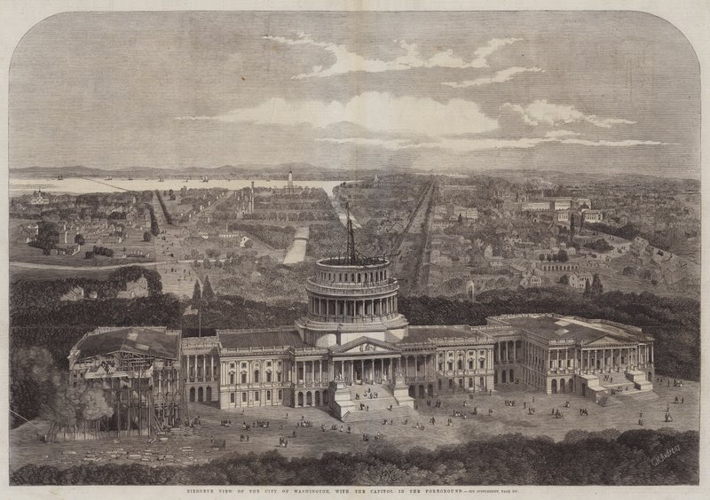 Vista Birdseye da cidade de Washington, com o Capitólio em primeiro plano de George Henry Andrews