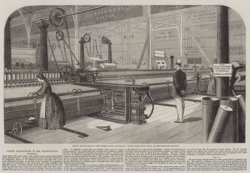 Fabricação de Algodão na Exposição Internacional, a Mula Auto-Agindo da Platt ou a Máquina de Cottons. de George Henry Andrews
