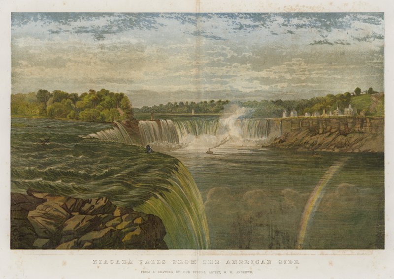 Cataratas do Niágara do lado americano (chromolitho) de George Henry Andrews