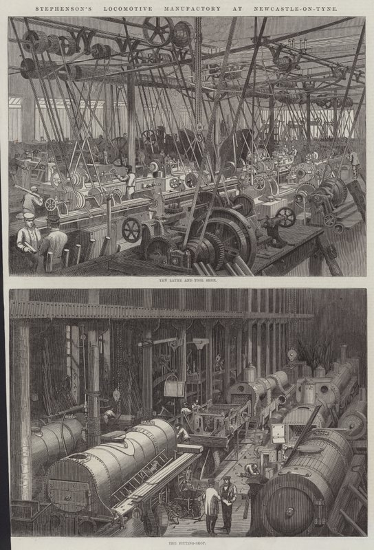 Fabricação de locomotivas de Stephenson em Newcastle-on-Tyne de George Henry Andrews