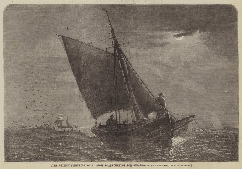 A pesca britânica, no. 3, barcos de pesca de espadilha de George Henry Andrews