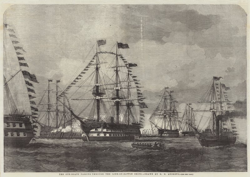 Os canhões passando pelos navios de linha de batalha de George Henry Andrews